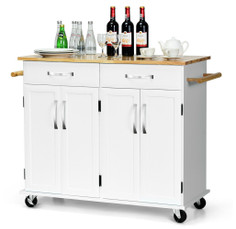 Rolling Wood Top Cabinet Kitchen Island Cart product